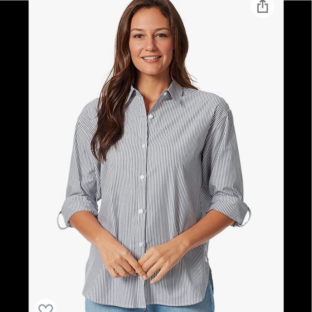 NWT Gloria Vanderbilt womens Amanda monogram button down shirt